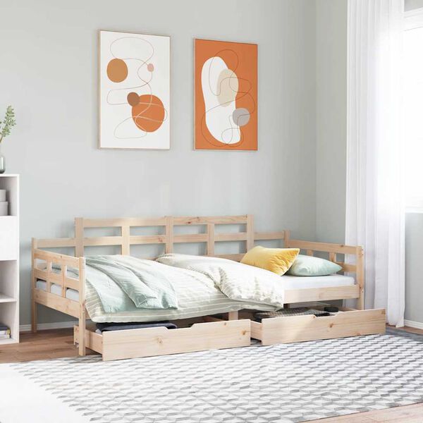 vidaXL Lit de jour avec tiroirs sans matelas 90x190 cm bois massif