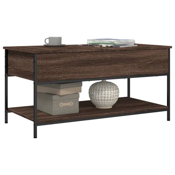 vidaXL Table basse ch&ecirc;ne marron 100x50x50cm bois d'ing&eacute;nierie et m&eacute;tal