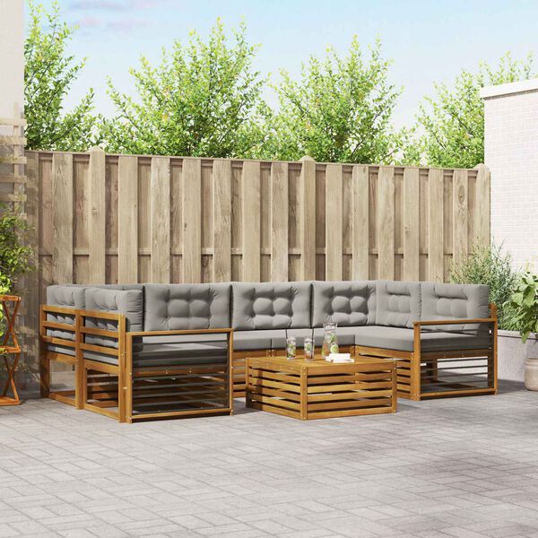 vidaXL Ensemble de canap&eacute;s d'ext&eacute;rieur 7 pcs Gris Naturel et Clair