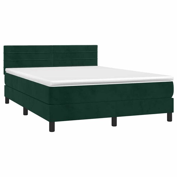 vidaXL Sommier &agrave; lattes de lit et matelas Vert fonc&eacute; 140x200cm Velours