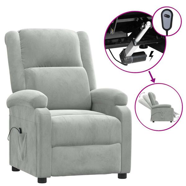 vidaXL Fauteuil inclinable &eacute;lectrique gris clair velours