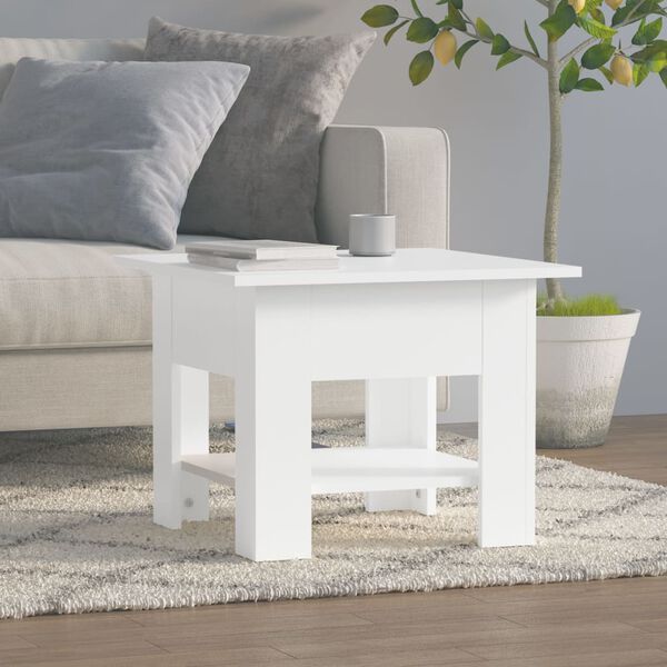 vidaXL Table basse blanc 55x55x42 cm bois d'ing&eacute;nierie