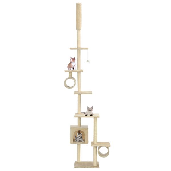 vidaXL Arbre &agrave; chat avec griffoirs en sisal 260 cm Beige
