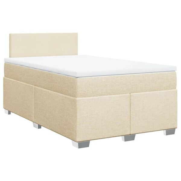 vidaXL Sommier &agrave; lattes de lit avec matelas Cr&egrave;me 120x200 cm Tissu