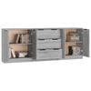 vidaXL Buffets 3 pcs Sonoma gris Bois d'ingénierie