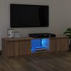vidaXL Meuble TV avec lumi&egrave;res LED Ch&ecirc;ne marron 140x40x35,5 cm