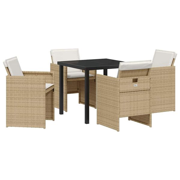 vidaXL Ensemble de salle &agrave; manger pour jardin 5 pcs Beige polyrotin