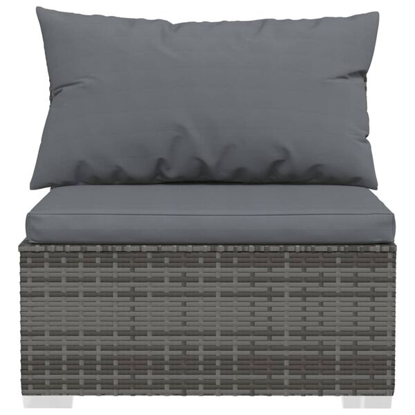 vidaXL Salon de jardin 14 pcs avec coussins Gris R&eacute;sine tress&eacute;e