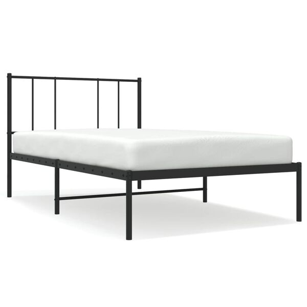 vidaXL Cadre de lit métal sans matelas avec tête de lit noir 80x200 cm