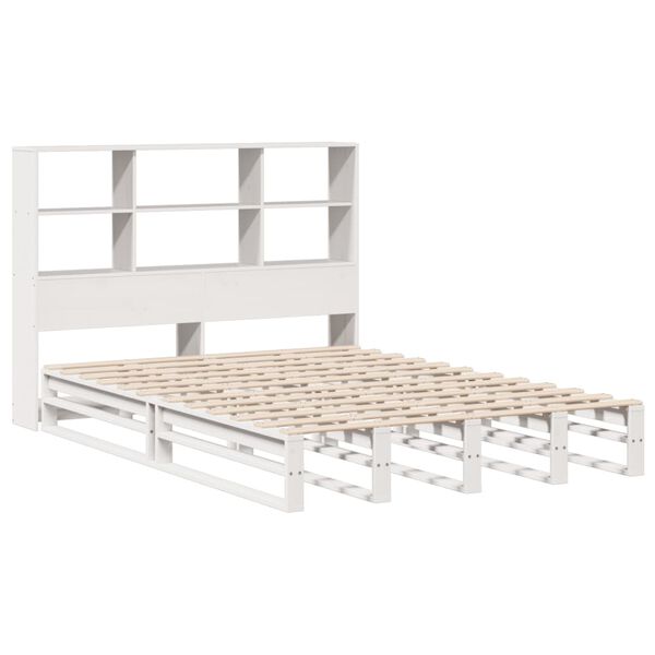 vidaXL Lit biblioth&egrave;que sans matelas blanc 160x200 cm bois massif