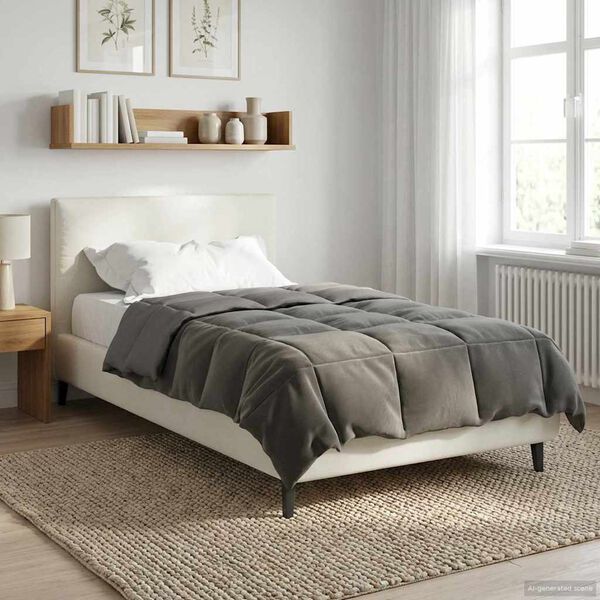 vidaXL Duvet complet toute l'ann&eacute;e Gris clair 135 x 200 cm Microfibre