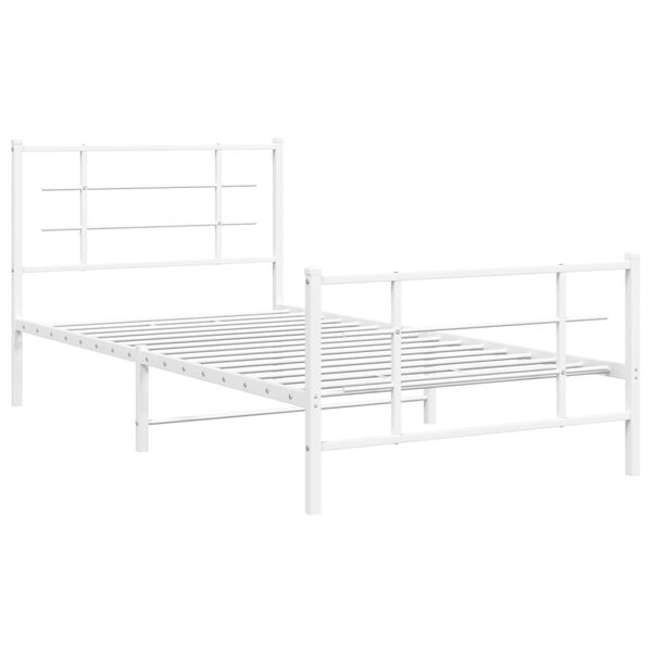 vidaXL Cadre de lit métal sans matelas et pied de lit blanc 107x203 cm