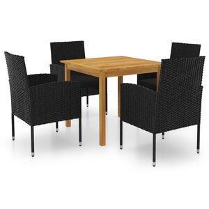 vidaXL Ensemble &agrave; manger de jardin 5 pcs Noir