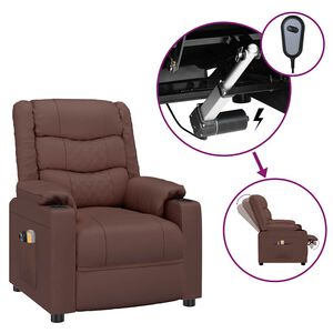 vidaXL Fauteuil de massage &eacute;lectrique Marron Similicuir