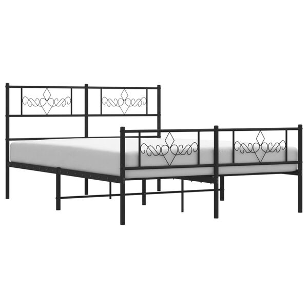 vidaXL Cadre de lit m&eacute;tal sans matelas avec pied de lit noir 160x200cm