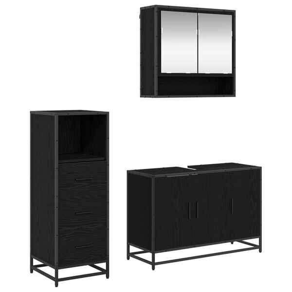 vidaXL Ensemble de mobilier de salle de bain 3 pcs Ch&ecirc;ne noir