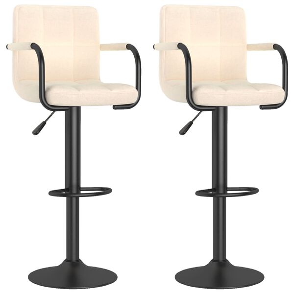 vidaXL Tabourets de bar lot de 2 crème tissu