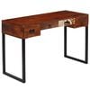 vidaXL Bureau Bois de Sesham massif et cuir véritable 117x50x76 cm