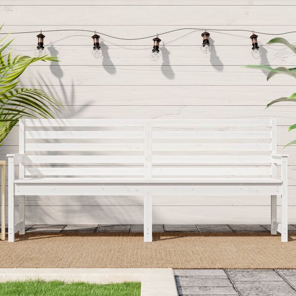 vidaXL Banc de jardin blanc 203,5x48x91,5 cm bois massif de pin
