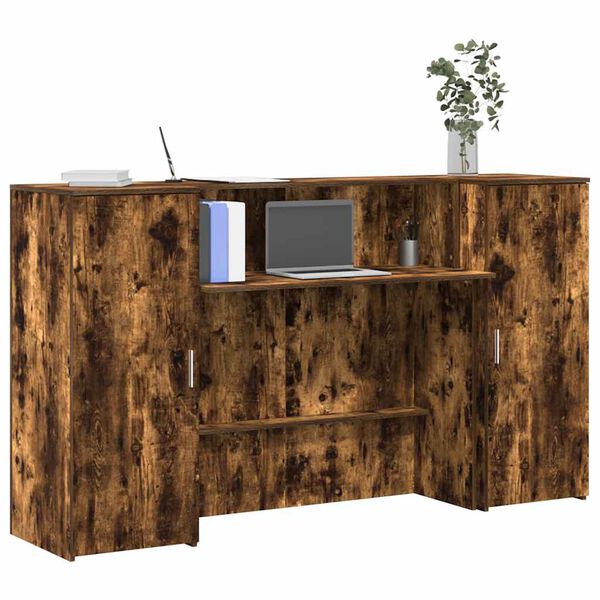 vidaXL Bureau de r&eacute;ception ch&ecirc;ne fum&eacute; 180x50x103,5cm bois d'ing&eacute;nierie