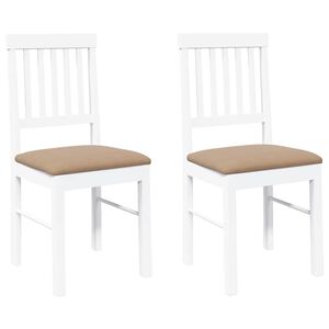 vidaXL Chaises &agrave; manger coussins 2 pcs blanc bois massif caoutchouc