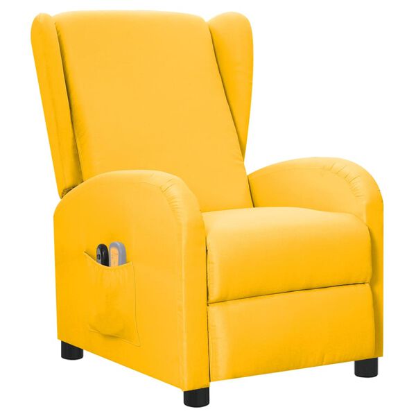 vidaXL Fauteuil électrique de massage Jaune Tissu