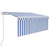 vidaXL Auvent &eacute;lectrique 3 x 2,5 m Ray&eacute; bleu et blanc 100 % polyester