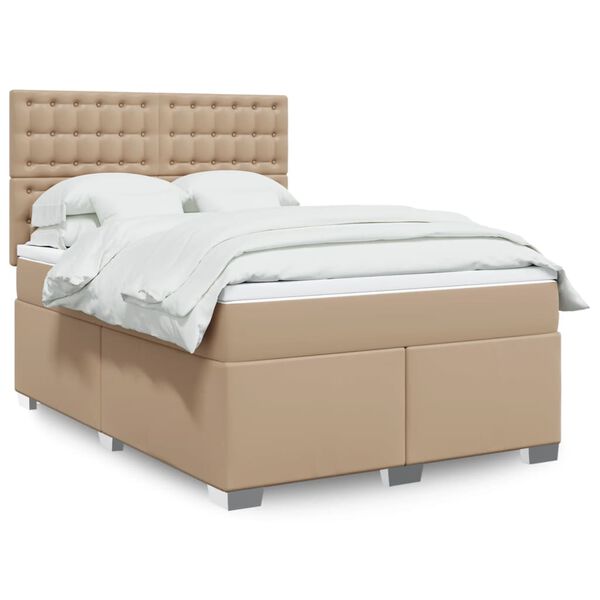 vidaXL Sommier à lattes de lit avec matelas Cappuccino 140x190 cm