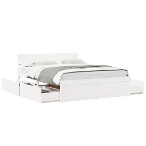 vidaXL Cadre de lit sans matelas blanc 160x200 cm bois de pin massif