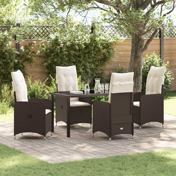 vidaXL Ensemble de salle à manger pour jardin 5 pcs Marron Poly rotin