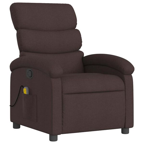 vidaXL Fauteuil de massage inclinable Marron fonc&eacute; Tissu