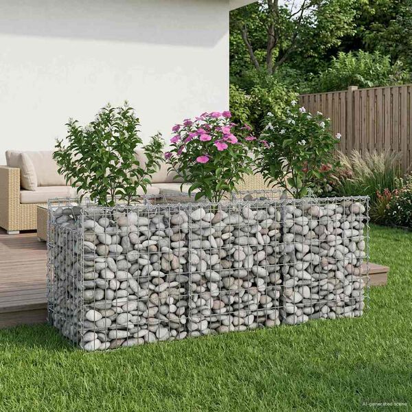 vidaXL Lit sur&eacute;lev&eacute; gabion Argent&eacute; 150 x 50 x 60 cm Acier galvanis&eacute;
