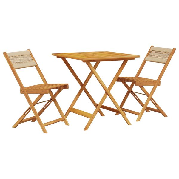 vidaXL Ensemble de bistro 3 pcs beige polypropylène et bois massif