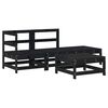 vidaXL Salon de jardin 4 pcs avec coussins noir bois massif
