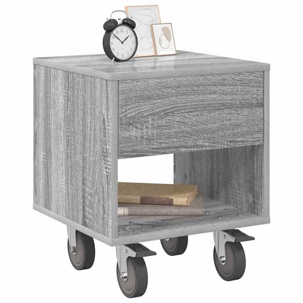 vidaXL Table de chevet Gris Sonoma 40,5 x 40 x 48 cm Bois d'ing&eacute;nierie