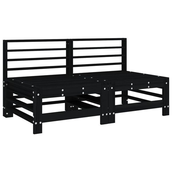 vidaXL Canap&eacute;s centraux avec coussins 2 pcs noir bois de pin massif