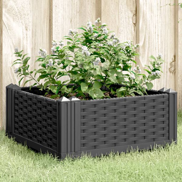 vidaXL Jardini&egrave;re avec piquets noir 42,5x42,5x28,5 cm PP