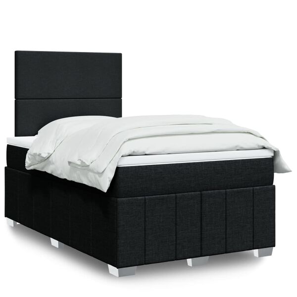 vidaXL Sommier &agrave; lattes de lit avec matelas Noir 120x200 cm Tissu