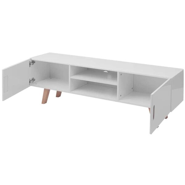 vidaXL Meuble TV MDF 150x35x48,5 cm Blanc brillant