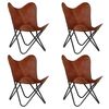 vidaXL Chaises papillon lot de 4 taille d'enfants cuir v&eacute;ritable