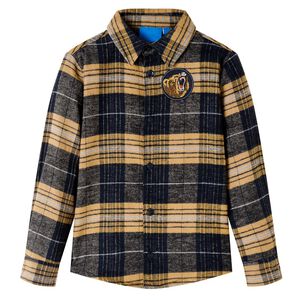 Chemise &agrave; carreaux pour enfants jaune et noir 92