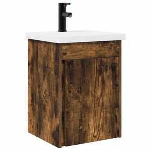 vidaXL Meuble de salle de bain avec robinet Ch&ecirc;ne fum&eacute;