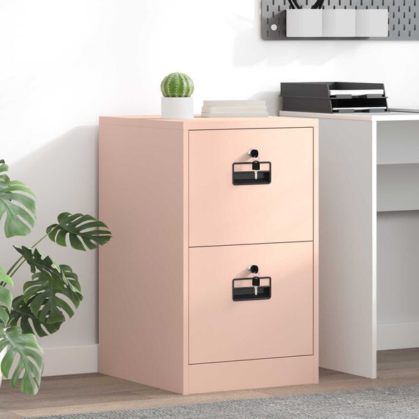 vidaXL Cabinet de Dossier Rose 44 x 50 x 106.5 cm Acier Lamin&eacute; &agrave; Froid