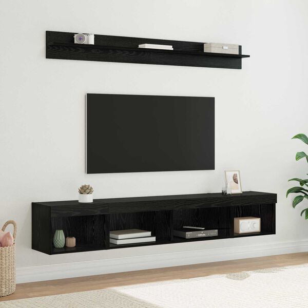 vidaXL Ensemble de meuble TV mural 5 pcs Ch&ecirc;ne noir Bois d'ing&eacute;nierie