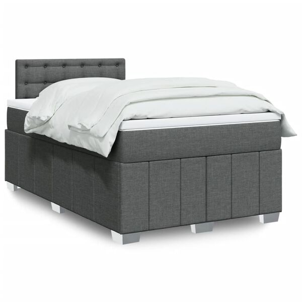 vidaXL Sommier &agrave; lattes de lit avec matelas gris fonc&eacute; 120x190cm tissu