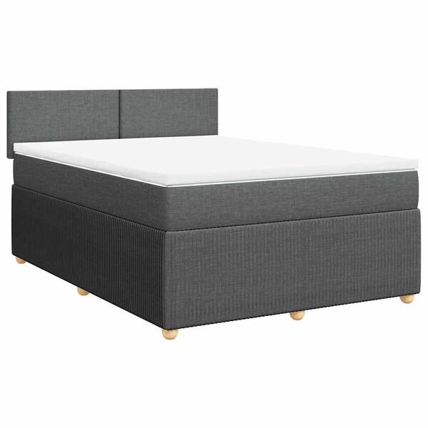 vidaXL Sommier &agrave; lattes de lit avec matelas Gris fonc&eacute; 140x190cm Tissu