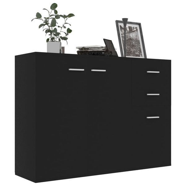 vidaXL Buffet noir 105x30x75 cm bois d'ingénierie