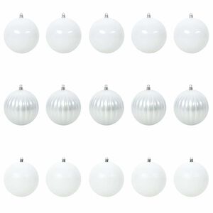 vidaXL Ensemble de Boules de No&euml;l XL 15 pc Blanc &Oslash; 10 cm Plastique