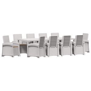 vidaXL Ensemble de salle &agrave; manger pour jardin 11 pc Blanc et taupe PP