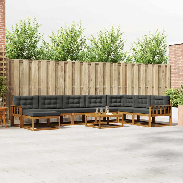 vidaXL Ensemble de canap&eacute;s d'ext&eacute;rieur 9 pcs Naturel et Anthracite